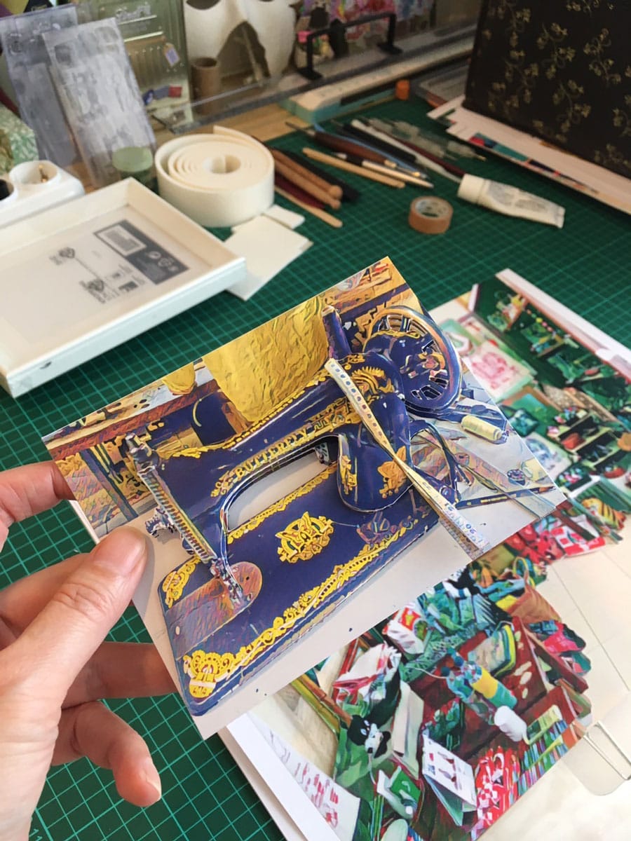 「チレボン小景 #1 スタジオ・パチェのミシン」制作風景