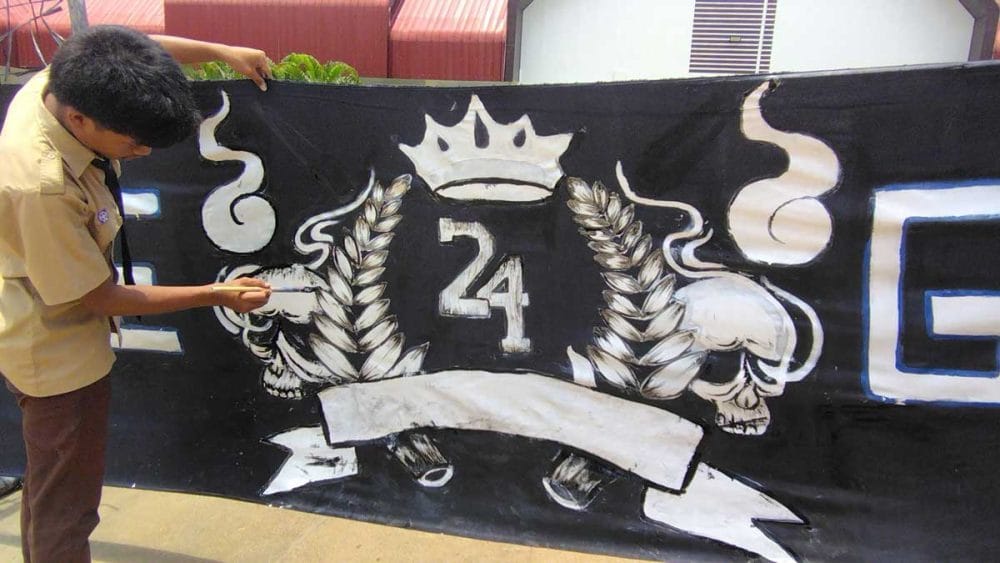 お別れ会の横断幕作り