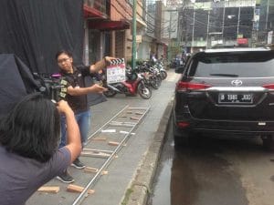 ブロックMでの映画「コーヒー哲学2」の撮影現場（2017年）